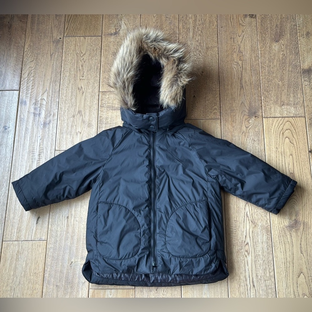 Zara Toddler Black Down Hooded Jacket size 18-24 Months